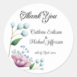 Elegante florale Hochzeit Soft Botanical Romance Runder Aufkleber