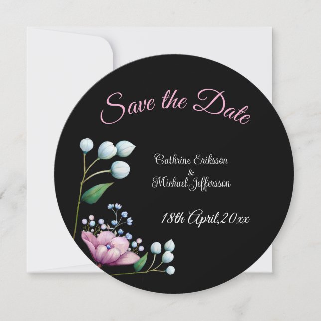 Elegante florale Hochzeit Soft Botanical Romance Save The Date (Vorderseite)