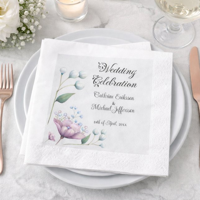 Elegante florale Hochzeit Soft Botanical Romance Serviette (Von Creator hochgeladen)