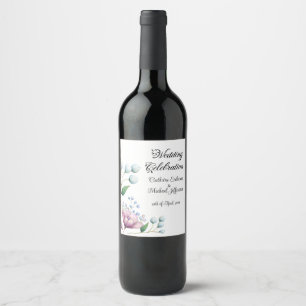 Elegante florale Hochzeit Soft Botanical Romance Weinetikett