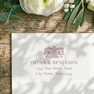 Elegante Florale Hochzeit Staubiges Rosa Rücksende Adressaufkleber