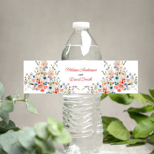 Elegante Florale Hochzeit Wasserflaschenetikett