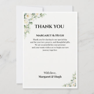 Elegante Florale Hochzeits-Dankeskarten Einladung