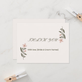 Elegante Florale Hochzeits-Dankeskarten Karte