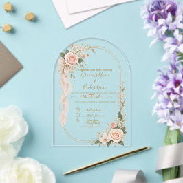 Elegante Florale Hochzeits-Einladung Acryleinladungen