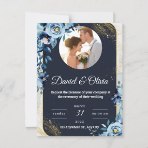 Elegante Florale Hochzeits-Einladung auf Postkarte