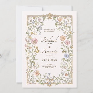 Elegante Florale Hochzeits-Einladung  Einladung