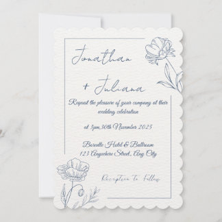 Elegante Florale Hochzeits-Einladung Einladung