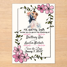 Elegante Florale Hochzeits-Einladung für Paare