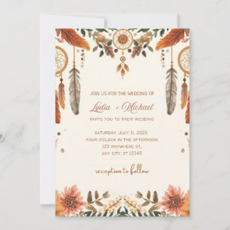 Elegante Florale Hochzeits-Einladung | Rustikale B Save The Date