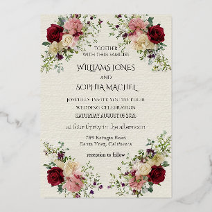 Elegante Florale Hochzeits-Einladung & Zeitplan-Ka Folieneinladung