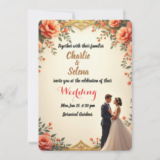 Elegante Florale Hochzeits-Einladungskarte Einladung