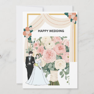 Elegante Florale Hochzeits-Einladungskarte Karte