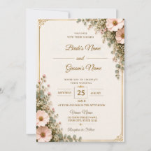 Elegante Florale Hochzeits-Einladungskarte Vorlage