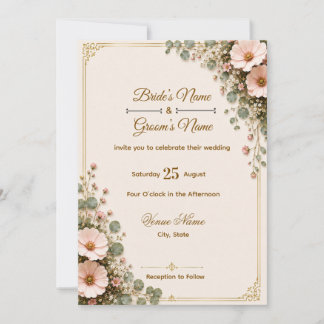 Elegante Florale Hochzeits-Einladungskarte Vorlage