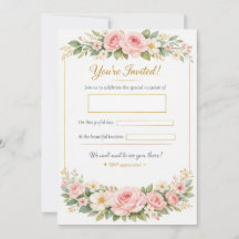 Elegante Florale Hochzeits-Einladungskarten-Vorlag