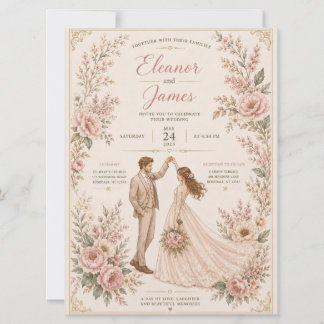 Elegante Florale Hochzeits-Einladungsvorlage Save The Date