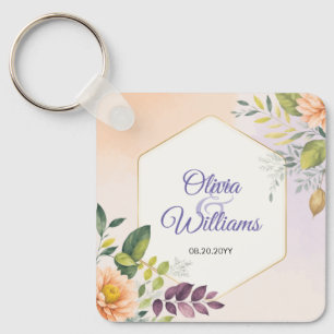 Elegante Florale Hochzeits-Einladungsvorlage Schlüsselanhänger