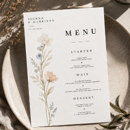 Elegante Florale Hochzeits-Menükarte Menükarte