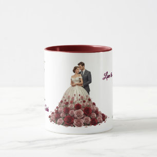 Elegante Florale Hochzeits-Paar-Kaffeetasse Tasse