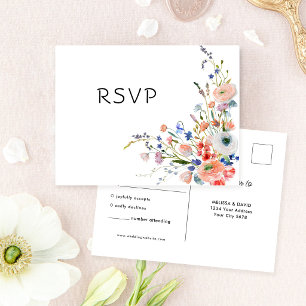 Elegante Florale Hochzeits-PSVP Postkarte