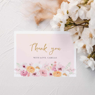 Elegante Florale Hochzeitsdusche Dankeskarte