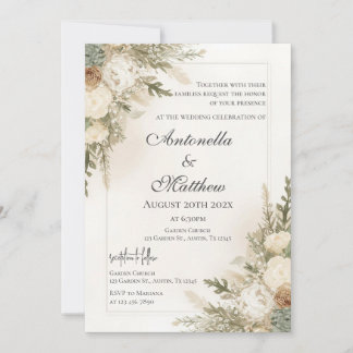 Elegante Florale Hochzeitseinladung Einladung