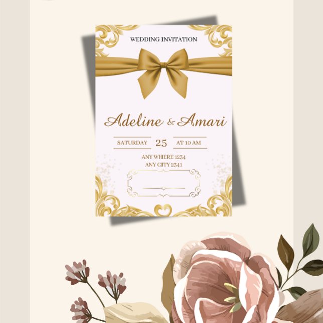 Elegante Florale Hochzeitseinladung Einladung (Von Creator hochgeladen)