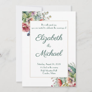 Elegante Florale Hochzeitseinladung Einladung