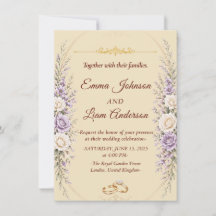 Elegante Florale Hochzeitseinladung mit goldenem R