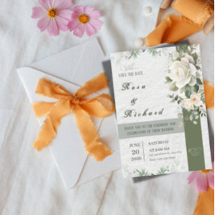 Elegante Florale Hochzeitseinladung & Save-the-Dat Einladung