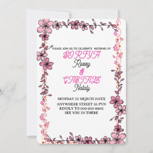 Elegante Florale Hochzeitseinladungs-Serie druckba Einladung