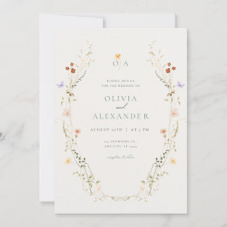 Elegante Florale Hochzeitseinladungskarte Einladung