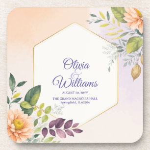 Elegante Florale Hochzeitseinladungsvorlage Getränkeuntersetzer