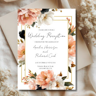 Elegante Florale Hochzeitsempfang-Einladungskarte Einladung