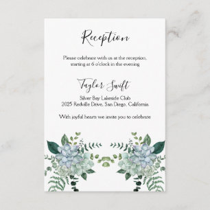 Elegante Florale Hochzeitsempfangskarte Begleitkarte