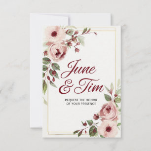 Elegante florale Hochzeitskarte mit Rose Karte
