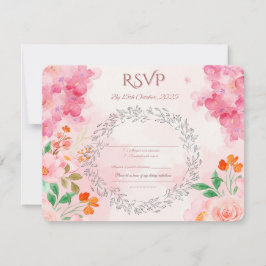 Elegante florale Hochzeitskarte RSVP | Rosa Farbe