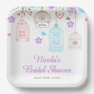 Elegante Florale Hochzeitsparty in Lila und Blau Pappteller