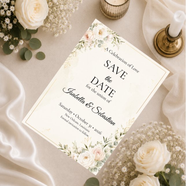 Elegante Florale Hochzeitssuite Save The Date (Von Creator hochgeladen)