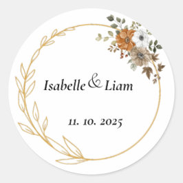 Elegante florale Hochzeitsticker Runder Aufkleber