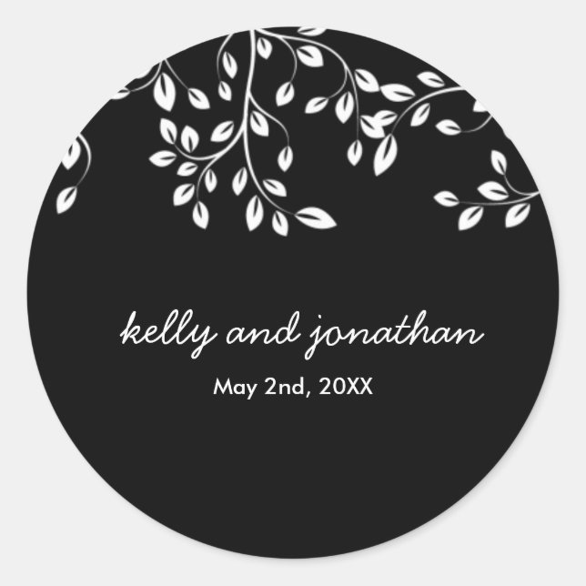 Elegante florale Hochzeitsticker Runder Aufkleber (Vorderseite)