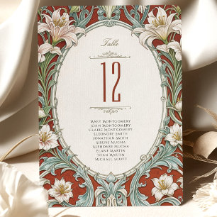 Elegante Florale Hochzeitstisch-Nummernkarte Einladung