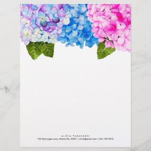 Elegante florale Hortensien   Name Kontakt hinzufü Briefbogen