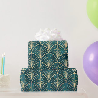 Elegante florale islamische Grün-Gold-Art-Deco Geschenkpapier