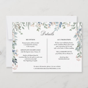 Elegante Florale Kaskaden-Hochzeits-Detailkarte Einladung