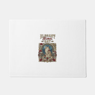 Elegante florale Katze Art Nouveau Vintage Vektor  Fußmatte