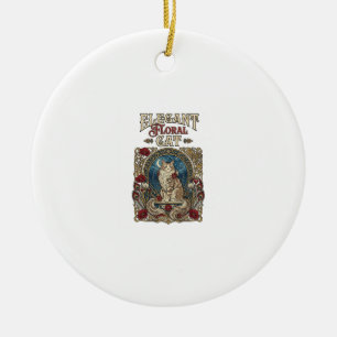 Elegante florale Katze Art Nouveau Vintage Vektor Keramik Ornament