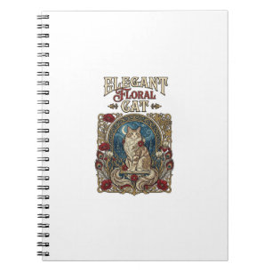 Elegante florale Katze Art Nouveau Vintage Vektor Notizblock