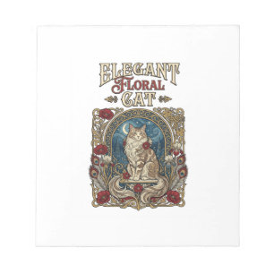 Elegante florale Katze Art Nouveau Vintage Vektor Notizblock